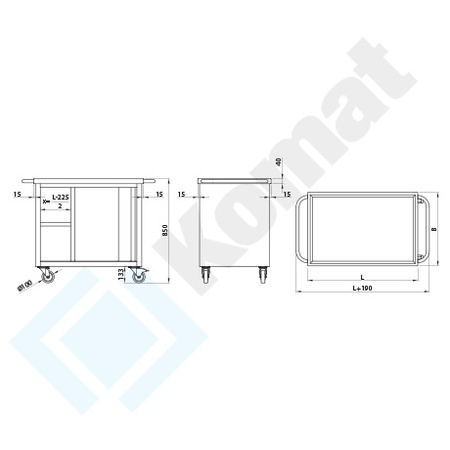 Wózek z szafką KWT-406 800x600 mm