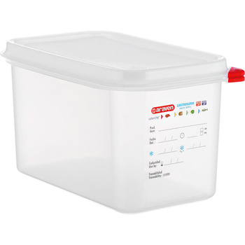 Pojemnik GN 1/4 150 HACCP z pokrywą, polipropylen półprzezroczysty Stalgast 164155