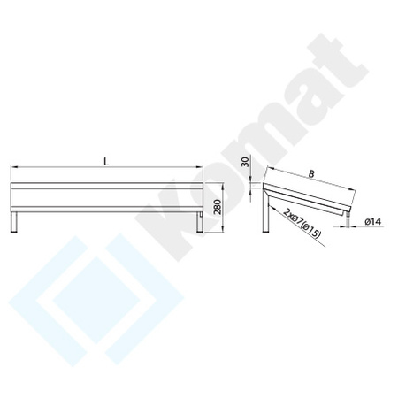 Półka skośna na kosze do zmywarki 600x520 mm KPT-098