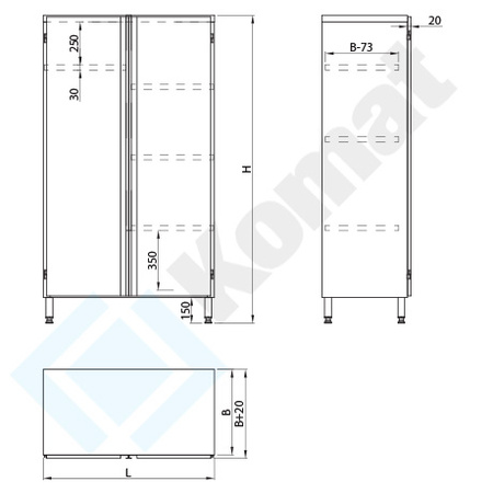 Szafa na środki czystości 1100x600x1800 mm KDT-203