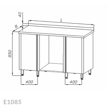 Stół roboczy z 2 szafkami i półką Egaz E1085 2200x600 mm