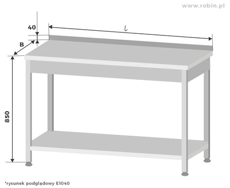 Stół roboczy z półką Egaz E1040 1600x600 mm