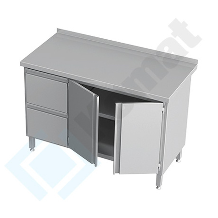 Stół przyścienny z szufladami i drzwiami skrzydłowymi 1500x700 mm KST-029