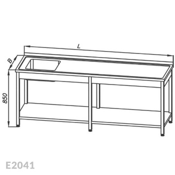 Stół ze zlewem 1-komorowym i półką Egaz E2041 2700x700x850 mm