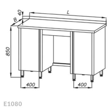 Stół roboczy z 2 szafkami Egaz E1080 2500x700 mm
