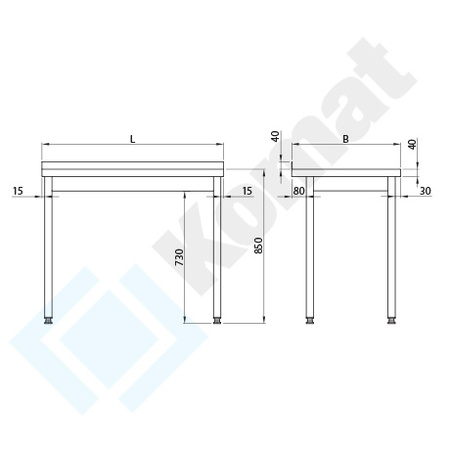 Stół przyścienny 700x700 mm KST-001