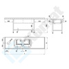 Stół ze zlewem dwukomorowym, otworem na odpadki i półką 2400x600 mm KST-147