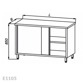 Stół przelotowy z szafką drzwi suwane Egaz E11051200x600 mm