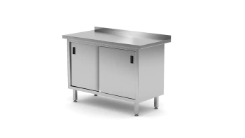 Stół przyścienny, z szafką z drzwiami suwanymi - spawany Stół przyścienny z półką 811665