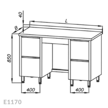 Stół roboczy z 2-ma blokami 2-ch szuflad Egaz E1170 1500x600 mm