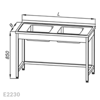 Stół ze zlewem 2-komorowym Egaz E2230 1100x600x850 mm