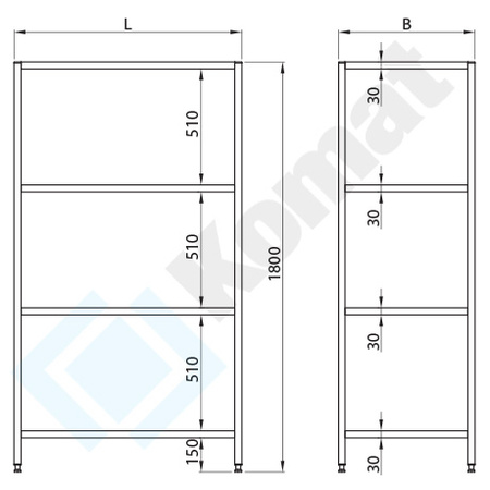 Regał magazynowy 1200x500x1800 mm KRT-313