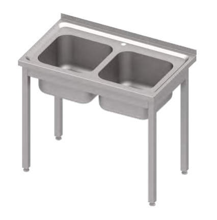 Stół ze zlewem 2-kom.,bez półki 1000x600x850 mm skręcany, blat tłoczony