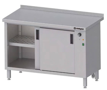 Stół przyścienny, z szafką grzewczą,drzwi suwane 1100x600x850 mm