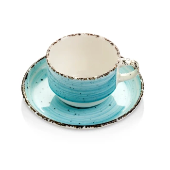Filiżanka ze spodkiem Turkus 230 turkusowa
