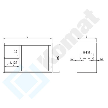 Szafka przelotowa z drzwiami suwanymi 2000x500 mm KGT-086