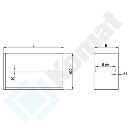 Szafka wisząca otwarta 1900x300 mm KGT-081