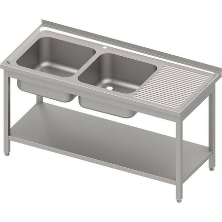 Stół ze zlewem 2-kom.(L),z półką 1200x600x850 mm skręcany, blat tłoczony