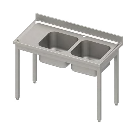 Stół ze zlewem 2-kom.(P),bez półki 1100x600x850 mm skręcany, blat tłoczony,rant puszkowy 100x15x10