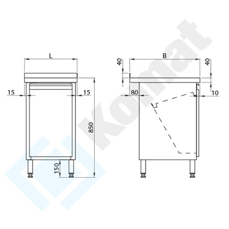 Stół z pojemnikiem uchylnym 600x600 mm KST-038