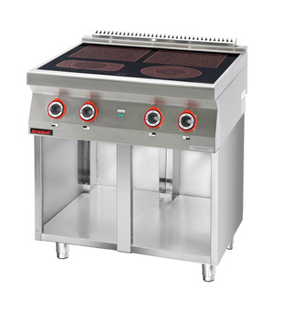 Kuchnia elektryczna ceramiczna 700.KE-4C.S 4 pola na podstawie szafkowej otwartej | LINIA 700