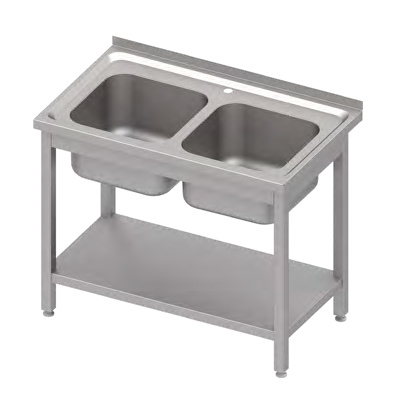 Stół ze zlewem 2-kom.,z półką 1000x700x850 mm skręcany, blat tłoczony