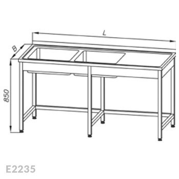 Stół ze zlewem 2-komorowym Egaz E2235 2100x600x850 mm