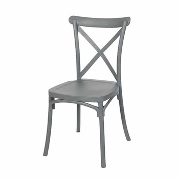 Krzesło krzyżowe Boho z tworzywa - szare