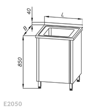 Stół ze zlewem 1-komorowym i szafką Egaz E2050 500x600x850 mm