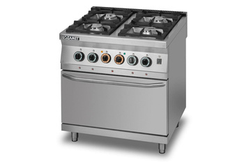 Kuchnia gazowa 4-palnikowa z piekarnikiem elektrycznym z termoobiegiem GN2/1