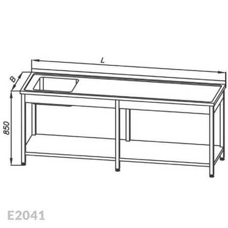 Stół ze zlewem 1-komorowym i półką Egaz E2041 2200x600x850 mm
