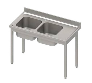 Stół ze zlewem 2-kom.(L),bez półki 1200x600x850 mm skręcany, blat tłoczony,rant puszkowy 100x15x10