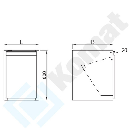 Blok z pojemnikiem uchylnym 420x490x600 mm KST-057