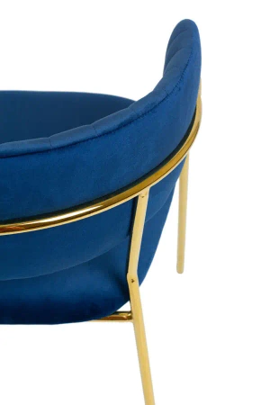 Krzesło tapicerowane Glamour Welur ze złotymi nogami – granatowe