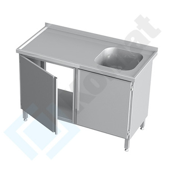 Stół ze zlewem i drzwiami skrzydłowymi KST-104 1400x700 mm