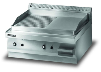 Grill płytowy gazowy -płyta 1/2 ryflowana + 1/2 gładka