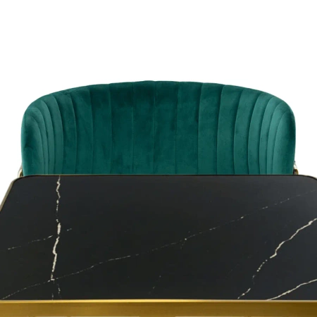 Zestaw kawiarniany złoty ARP608 czarny stolik+ 2 krzesła Glamour zielone