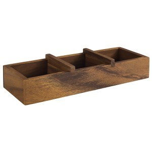 TABLE Skrzynka drewniana akacja, 3 przedziały 23,5 x 8,5 x 4,5 cm