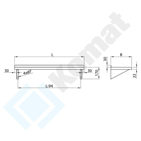 Półka wisząca na konsolach 900x300 mm KPT-091
