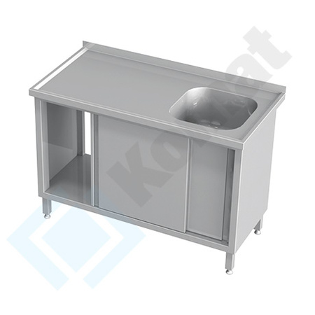 Stół ze zlewem i szafką z drzwiami suwanymi 1800x700 mm KST-103