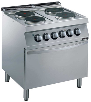 KUCHNIA ELEKTRYCZNA 4 PALNIKOWA Z PIEKARNIKIEM, OKRĄGŁE PŁYTY ŻELIWNE, 16,4 KW, 800 MM