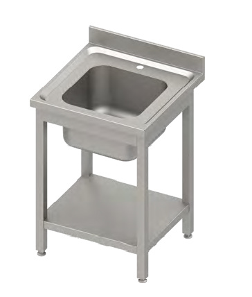 Stół ze zlewem 1-kom.z półką 600x600x850 mm skręcany, blat tłoczony,rant puszkowy 100x15x10