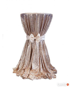 Obrus cekinowy złoty Fi340cm