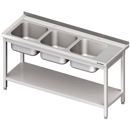 Stół ze zlewem 3-kom.(L),z półką 1500x700x850 mm skręcany