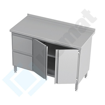 Stół przyścienny z szufladami i drzwiami skrzydłowymi 1600x600 mm KST-029