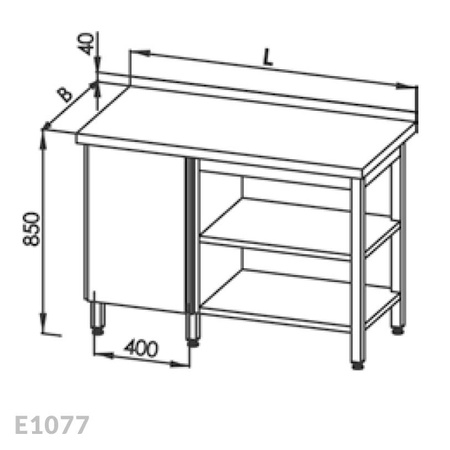 Stół roboczy z szafką i 2 półkami Egaz E1077 800x600 mm