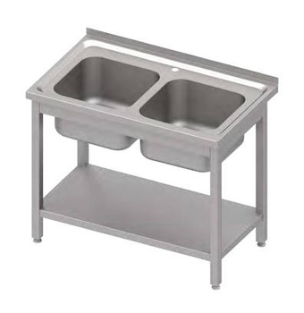 Stół ze zlewem 2-kom.,z półką 1000x600x850 mm skręcany, blat tłoczony