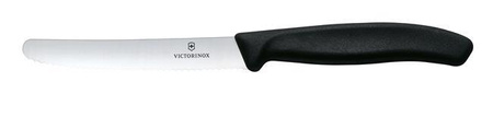 Nóż do pomidorów 110 mm zaokrąglony czubek, ząbkowany czarny Victorinox
