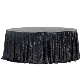 Obrus cekinowy czarny Fi340cm