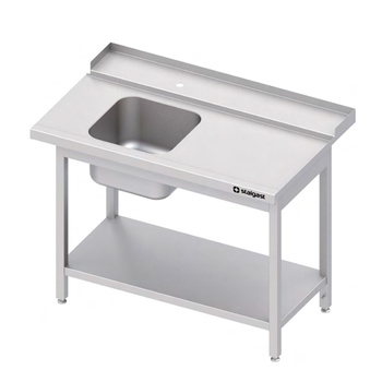 Stół załadowczy(P) 1-kom. pochylony, z półką do zmywarki STALGAST 1300x750x880 mm skręcany